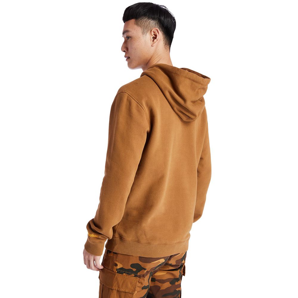 Timberland Mens Sweatshirts Boot-Logo Hoodie - Brown - India EM3072948